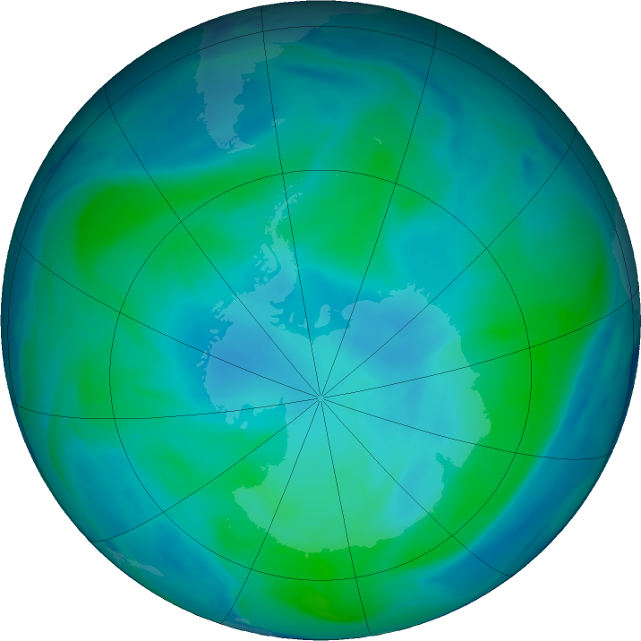 Antarctic ozone map for 28 January 2023